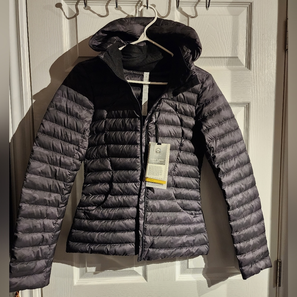 Lululemon BNWT Pack It Down Jacket Sz 4 Incognito Camo Multi Grey Goose Down